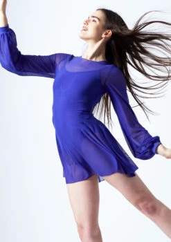 Move Dance Mabel Mesh Dress -Capezi Dance Wear Shop mor0225 saph front 1t 29526.1691199194