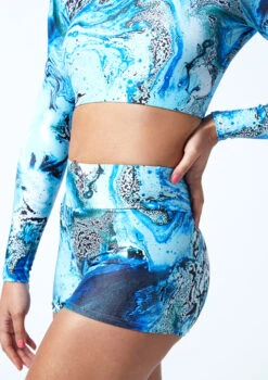 Move Dance Astra High Waisted Shorts - Pacific -Capezi Dance Wear Shop mor0909 pac close up front 1 94203.1678884739