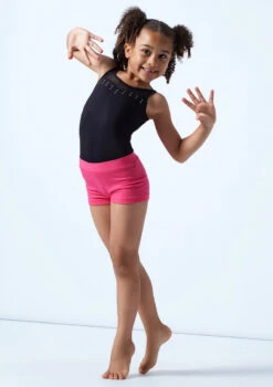 Move Dance Thalia Girls Dance Shorts -Capezi Dance Wear Shop mor5011 bright pink front 2 15156.1688080915