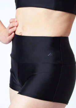 Move Dance Teen Carina High Waisted Dance Shorts -Capezi Dance Wear Shop mor5811 blk close up front 1 98289.1678884781