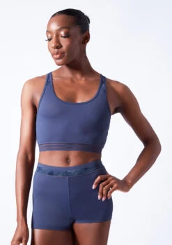 Move Dance Sovanna Crop Top 17 Move Dance Sovanna Crop Top -Capezi Dance Wear Shop mos0601 petrol blue close up front 46621.1683070441