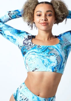 Move Dance Estella Square Neck Crop Top - Pacific 6 Move Dance Estella Square Neck Crop Top - Pacific -Capezi Dance Wear Shop mos0910 pac close up front 1 18109.1678884813