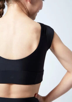 Move Dance Teen Amelia Cap Sleeve Crop Top -Capezi Dance Wear Shop mos5831 blk close up back 1 26568.1678884829