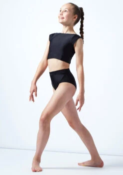 Move Dance Teen Amelia Cap Sleeve Crop Top -Capezi Dance Wear Shop mos5831 blk front 1 50241.1678884829