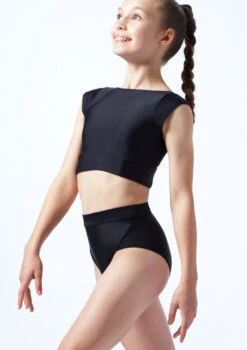 Move Dance Teen Amelia Cap Sleeve Crop Top -Capezi Dance Wear Shop mos5831 blk front 1t 76283.1696980991