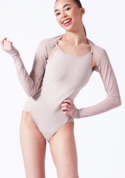 Move Dance Quinn Mesh Shrug -Capezi Dance Wear Shop moz0041 latte front t 14324.1690450568
