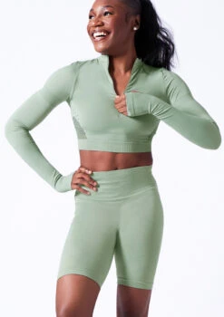 Move Dance Orianna Seamless Zip Crop Top 17 Move Dance Orianna Seamless Zip Crop Top -Capezi Dance Wear Shop moz0503 sage front t 73086.1698711909