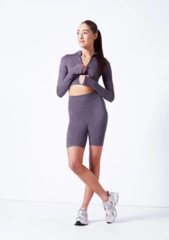 Move Dance Orianna Seamless Zip Crop Top 14 Move Dance Orianna Seamless Zip Crop Top -Capezi Dance Wear Shop moz0503 sharkgrey front 2 17256.1684799005