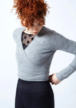 Move Dance Everly Ballet Wrap -Capezi Dance Wear Shop moz0730 grey close up front 1 90349.1678885130