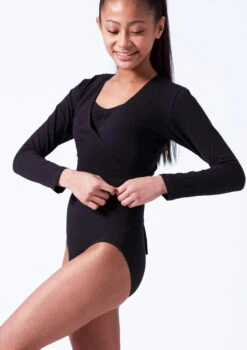 Move Dance Kiara Teen Ballet Wrap -Capezi Dance Wear Shop moz5001 black front t 53434.1691199734
