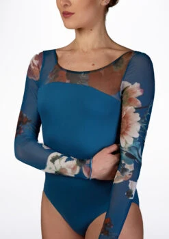 Ballet Rosa Floral Mesh Leotard -Capezi Dance Wear Shop serene ballet rosa floral mesh leotard blue front no1 60990.1678926938