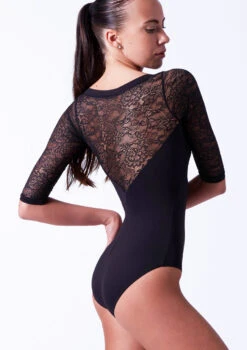 So Danca Crop Sleeve Floral Lace Leotard -Capezi Dance Wear Shop soe10999 black side t 00271.1698810476