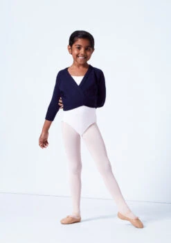 Tappers & Pointers Kids Knit Ballet Wrap -Capezi Dance Wear Shop taxclsn navy front 2 06396.1683935998