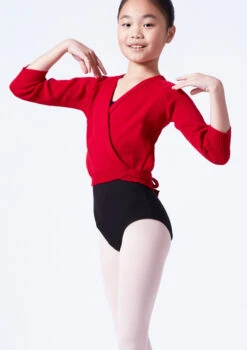 Tappers & Pointers Kids Knit Ballet Wrap -Capezi Dance Wear Shop taxclsre red front t 15243.1698812381