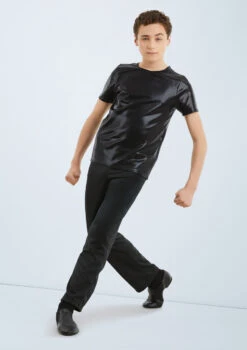 Weissman Metallic Crewneck Shirt -Capezi Dance Wear Shop wn 6670 weissman metallic crewneck shirt black front T 44890.1698840248
