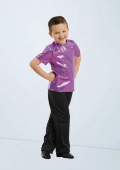 Weissman Metallic Crewneck Shirt -Capezi Dance Wear Shop wn 6670 weissman metallic crewneck shirt purple front 44756.1678890316