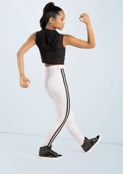 Weissman Sporty Striped Jeggings -Capezi Dance Wear Shop wn14547 white 17 85707.1694563057