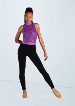 Weissman Sequin Mock Neck Unitard -Capezi Dance Wear Shop wn15251 electric purple 35 59408.1698823683