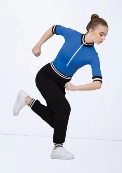 Weissman Zip-Front Striped Trim Leotard 7 Weissman Zip-Front Striped Trim Leotard -Capezi Dance Wear Shop wn15522 royal blue 17 t 64855.1697936565