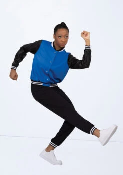 Weissman Striped Trim Varsity Jacket -Capezi Dance Wear Shop wn15534 royal blue 17 94761.1694696025