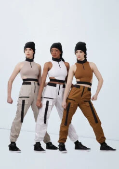 Weissman Mock Neck Cutout Waist Top -Capezi Dance Wear Shop wn15539 latte 31 t 62827.1698824360