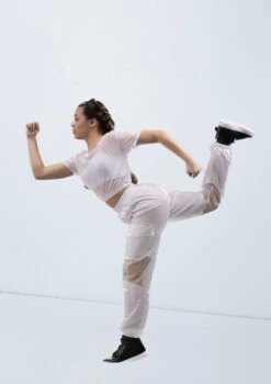 Weissman Mesh Oversized Tee -Capezi Dance Wear Shop wn15540 white 11 64392.1694697894