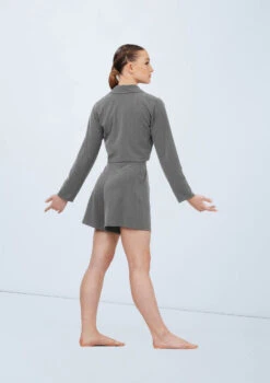 Weissman Cropped Suit Blazer -Capezi Dance Wear Shop wn15555 grey 14 98789.1694697935