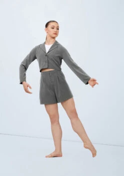 Weissman Cropped Suit Blazer -Capezi Dance Wear Shop wn15555 grey 15 86981.1694697935