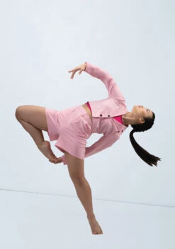 Weissman Cropped Suit Blazer -Capezi Dance Wear Shop wn15555 pink 151 48458.1694697937