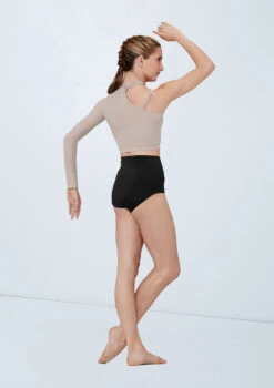 Weissman Asymmetric Cutout Crop Top -Capezi Dance Wear Shop wn15597 latte 1053 75760.1694698436