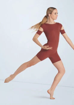Weissman Cutout Sleeve Biketard -Capezi Dance Wear Shop wn15601 paprika 22 79008.1694698449