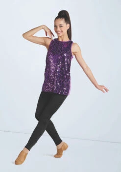 Weissman Ultra Sparkle Tunic Top -Capezi Dance Wear Shop wn16345 electric purple 665 39795.1694919658