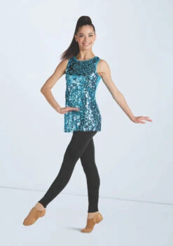 Weissman Ultra Sparkle Tunic Top -Capezi Dance Wear Shop wn16345 turquoise 668 11185.1694919658