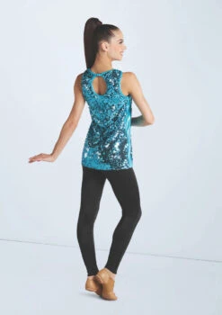 Weissman Ultra Sparkle Tunic Top -Capezi Dance Wear Shop wn16345 turquoise 669 66945.1694919658